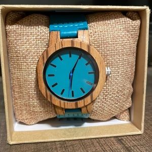 Teal wooden watch
